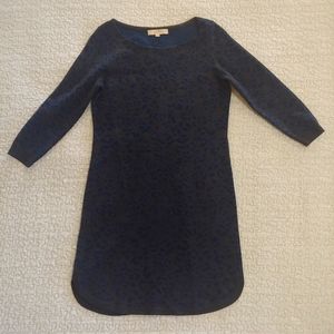 Loft Cheetah Print Sweater Dress, Women's Size M, Grey/Navy Blue/Blue